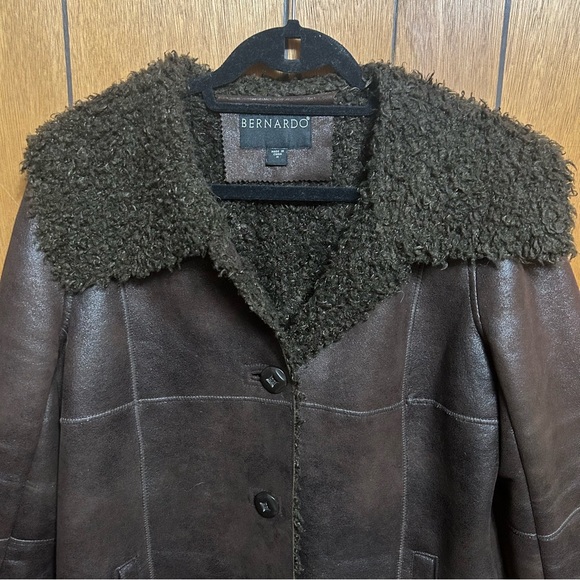 Bernardo Dark Brown Button Down Jacket Faux Suede - Picture 2 of 7